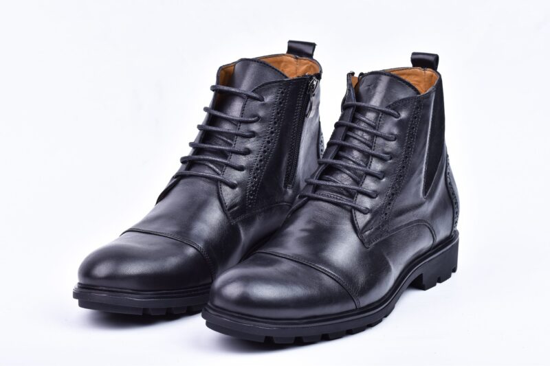 Bottine hommes cuir noir comme brogues -op18 – Image 2