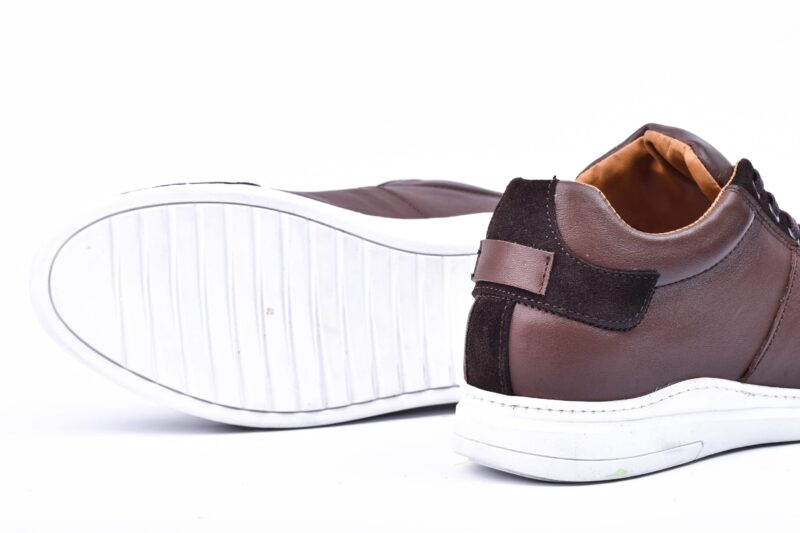 Espadrilles en cuir et daim Marron avec soumelles blanche – Op13 – Image 3