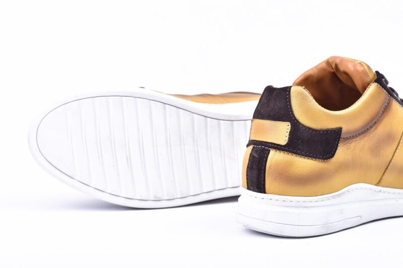 Espadrilles en cuir dold et daim noir– Op13 Gold – Image 3