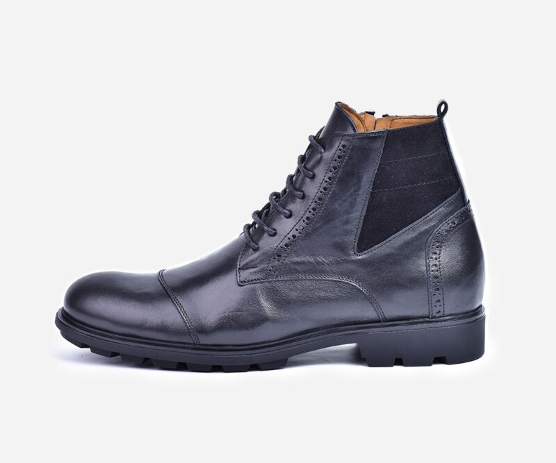 Bottine hommes cuir noir comme brogues -op18