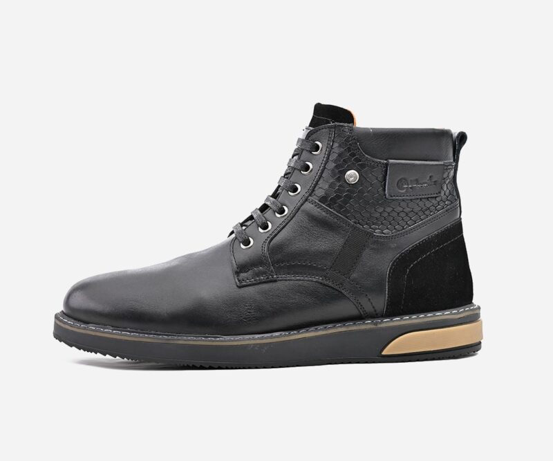 Chaussures bottine en cuir et daim Noir - op35