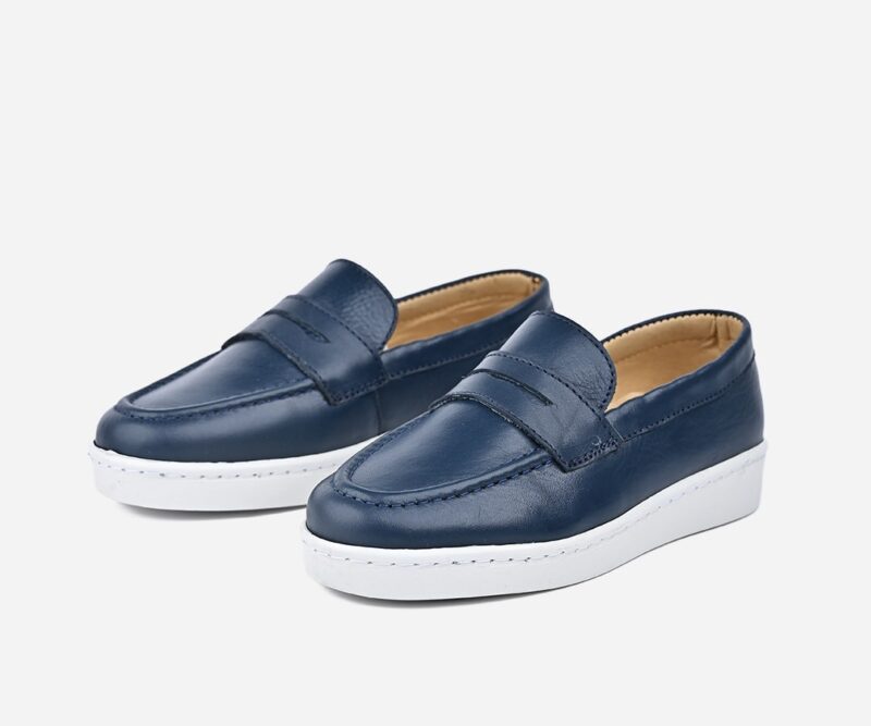 Moccasines enfant en cuir bleu - op301 – Image 3